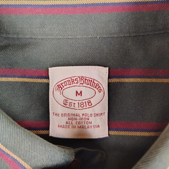 Brooks Brothers Cotton 1818 Black Striped Button Down Shirt Mens Medium - Picture 3 of 7